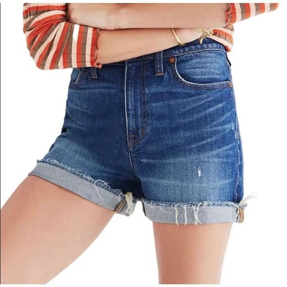 Madewell High-Rise Cut Off Edition Medium Wash Blue Denim Jean Shorts Women’s 27 - Picture 2 of 13